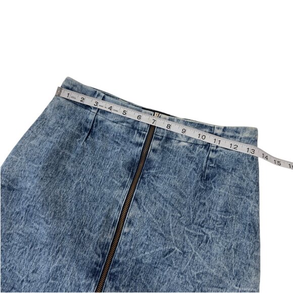 Vintage 80' Konnie o by kayo Acido Wash Denim Mini Skirt Front Zipper SZ 11/12 - Picture 5 of 11